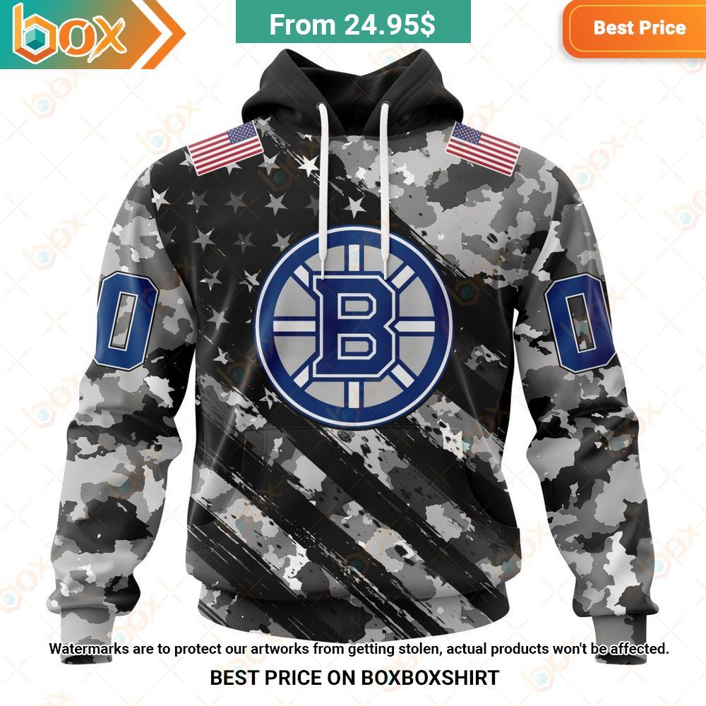 nhl boston bruins special camo military custom hoodie 1 370
