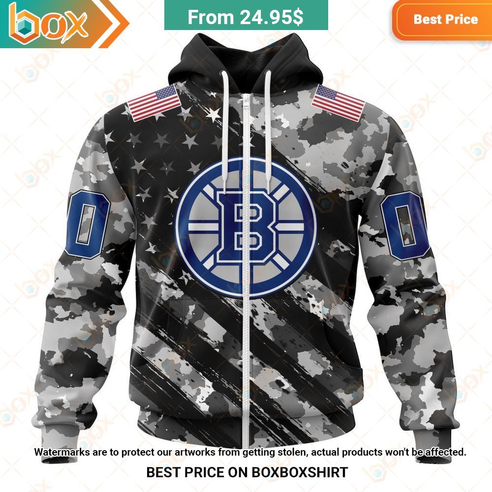 nhl boston bruins special camo military custom hoodie 2 741
