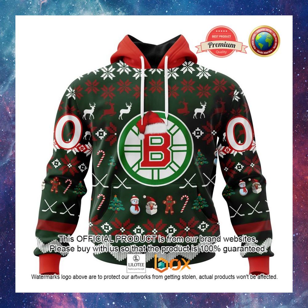 HOT NHL Boston Bruins Team Santa Hat Custom 3D Hoodie, T-Shirt 6