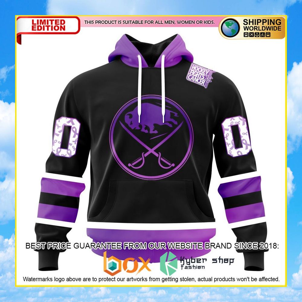 NEW NHL Buffalo Sabres Black Hockey Fights Cancer Personalized 3D Hoodie, Shirt 27