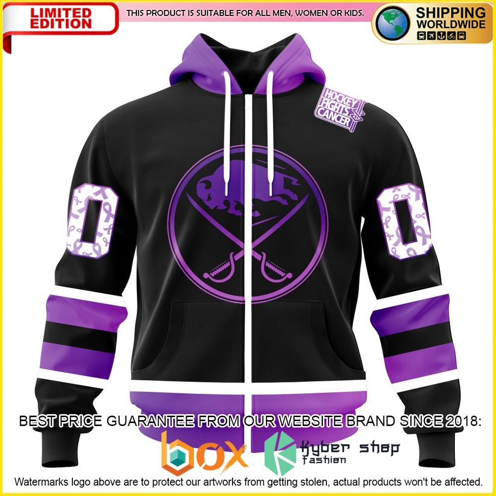 NEW NHL Buffalo Sabres Black Hockey Fights Cancer Personalized 3D Hoodie, Shirt 41