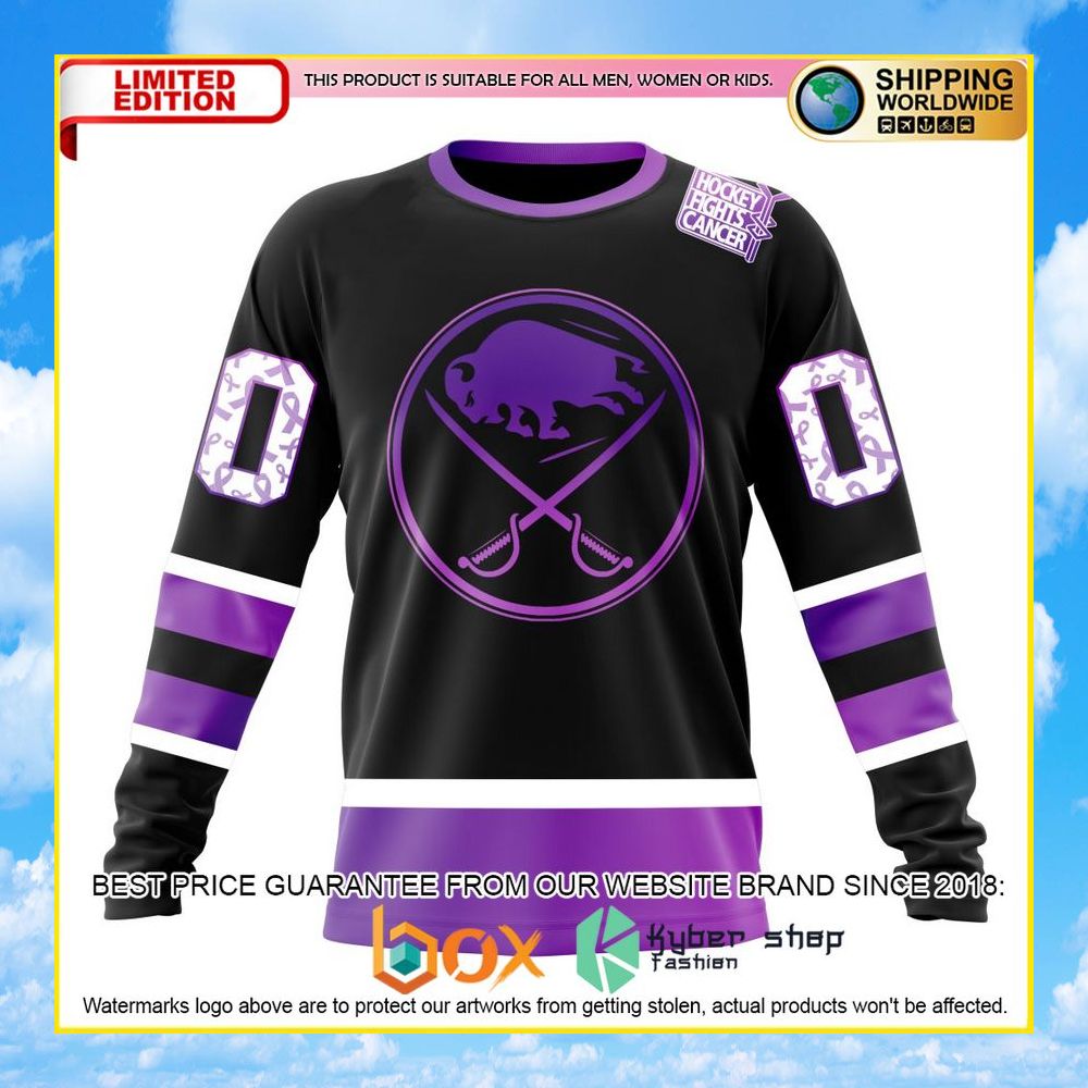 NEW NHL Buffalo Sabres Black Hockey Fights Cancer Personalized 3D Hoodie, Shirt 32