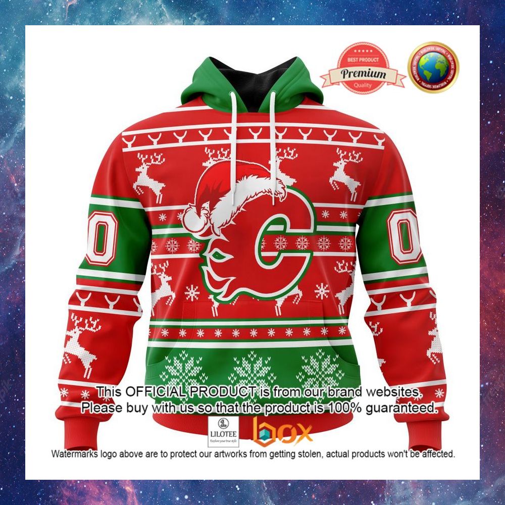 HOT NHL Calgary Flames Santa Hat Custom 3D Hoodie, T-Shirt 6