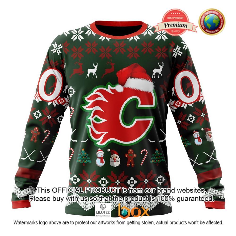 HOT NHL Calgary Flames Team Santa Hat Custom 3D Hoodie, T-Shirt 4
