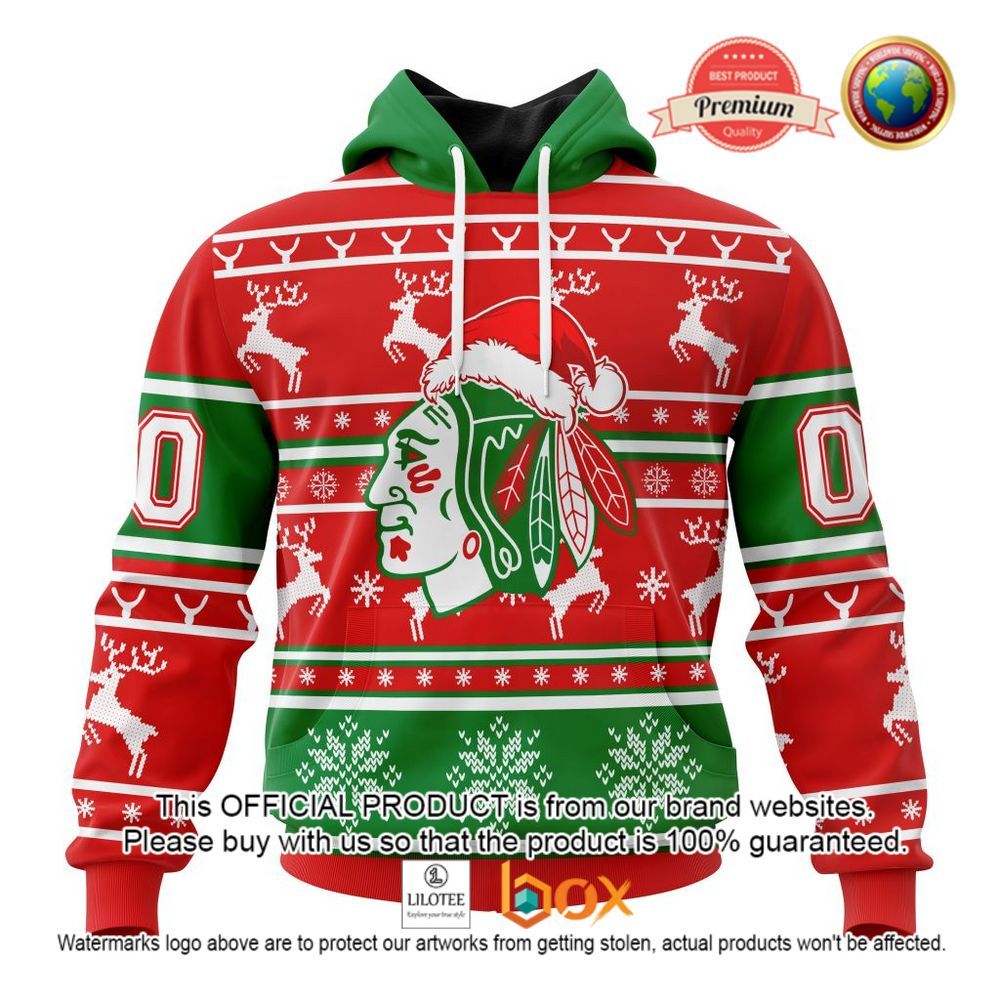 HOT NHL Chicago BlackHawks Santa Hat Custom 3D Hoodie, T-Shirt 1