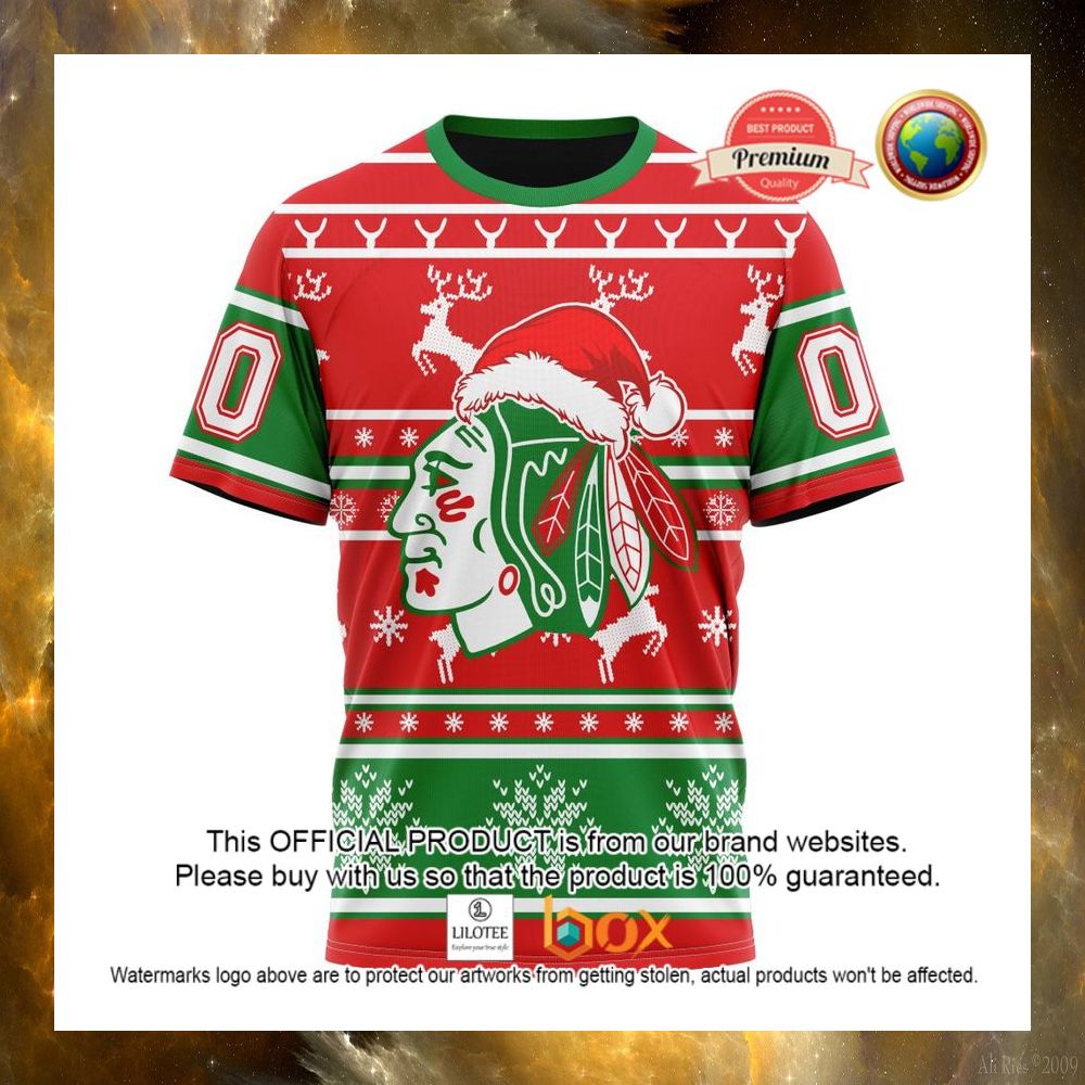 HOT NHL Chicago BlackHawks Santa Hat Custom 3D Hoodie, T-Shirt 12