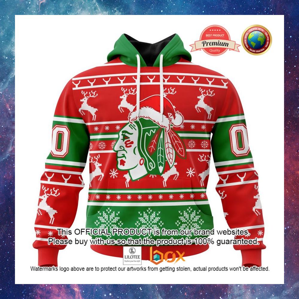 HOT NHL Chicago BlackHawks Santa Hat Custom 3D Hoodie, T-Shirt 6