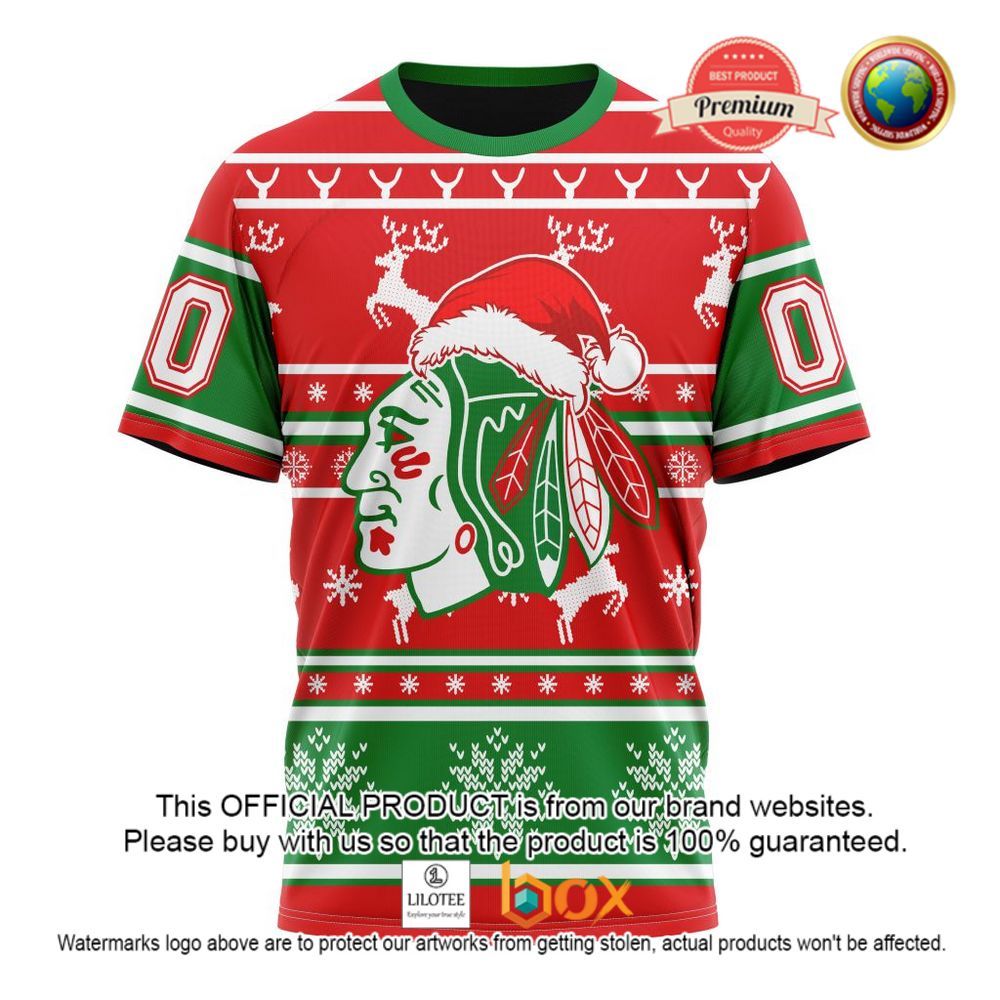 HOT NHL Chicago BlackHawks Santa Hat Custom 3D Hoodie, T-Shirt 5