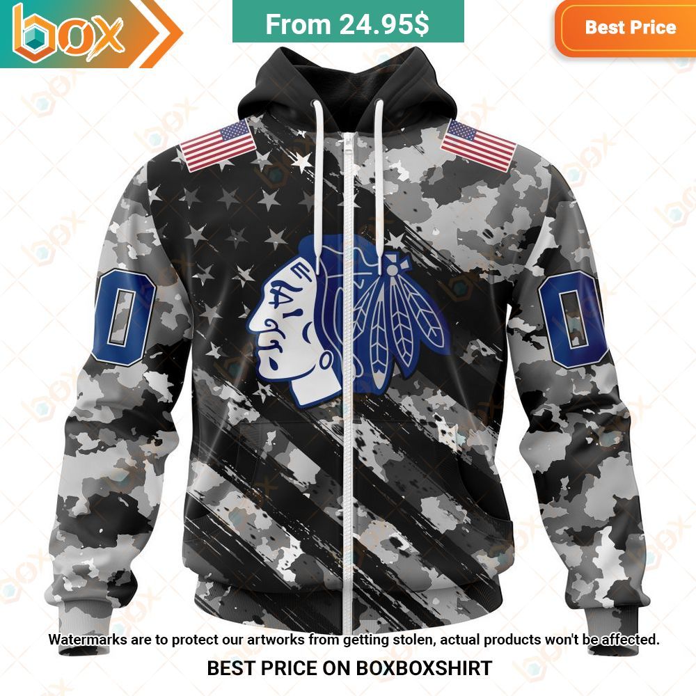 nhl chicago blackhawks special camo military custom hoodie 2 55