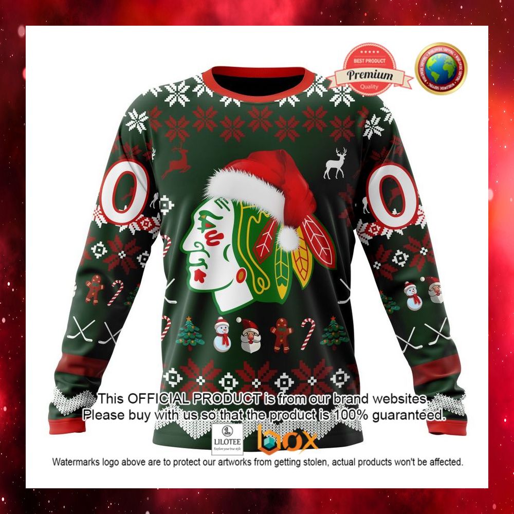 HOT NHL Chicago BlackHawks Team Santa Hat Custom 3D Hoodie, T-Shirt 10