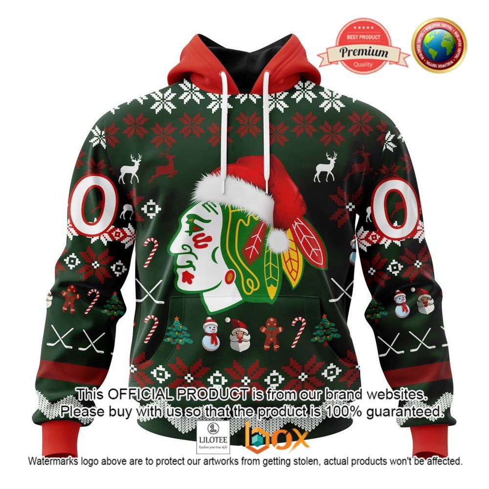 HOT NHL Chicago BlackHawks Team Santa Hat Custom 3D Hoodie, T-Shirt 1