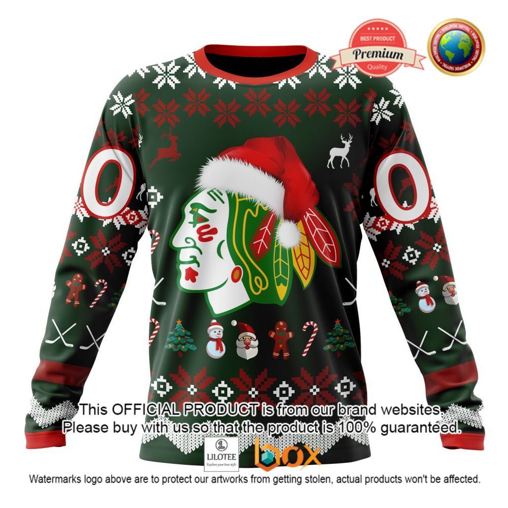 HOT NHL Chicago BlackHawks Team Santa Hat Custom 3D Hoodie, T-Shirt 4