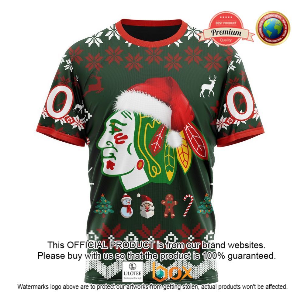 HOT NHL Chicago BlackHawks Team Santa Hat Custom 3D Hoodie, T-Shirt 5