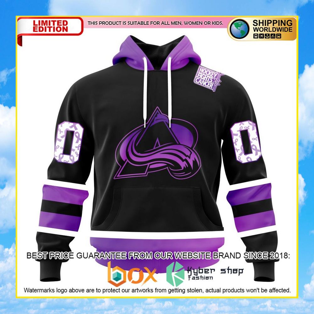 NEW NHL Colorado Avalanche Black Hockey Fights Cancer Personalized 3D Hoodie, Shirt 10