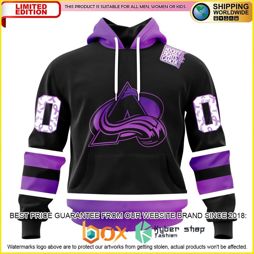 NEW NHL Colorado Avalanche Black Hockey Fights Cancer Personalized 3D Hoodie, Shirt 37