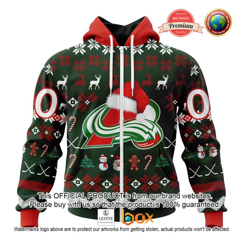 HOT NHL Colorado Avalanche Team Santa Hat Custom 3D Hoodie, T-Shirt 2