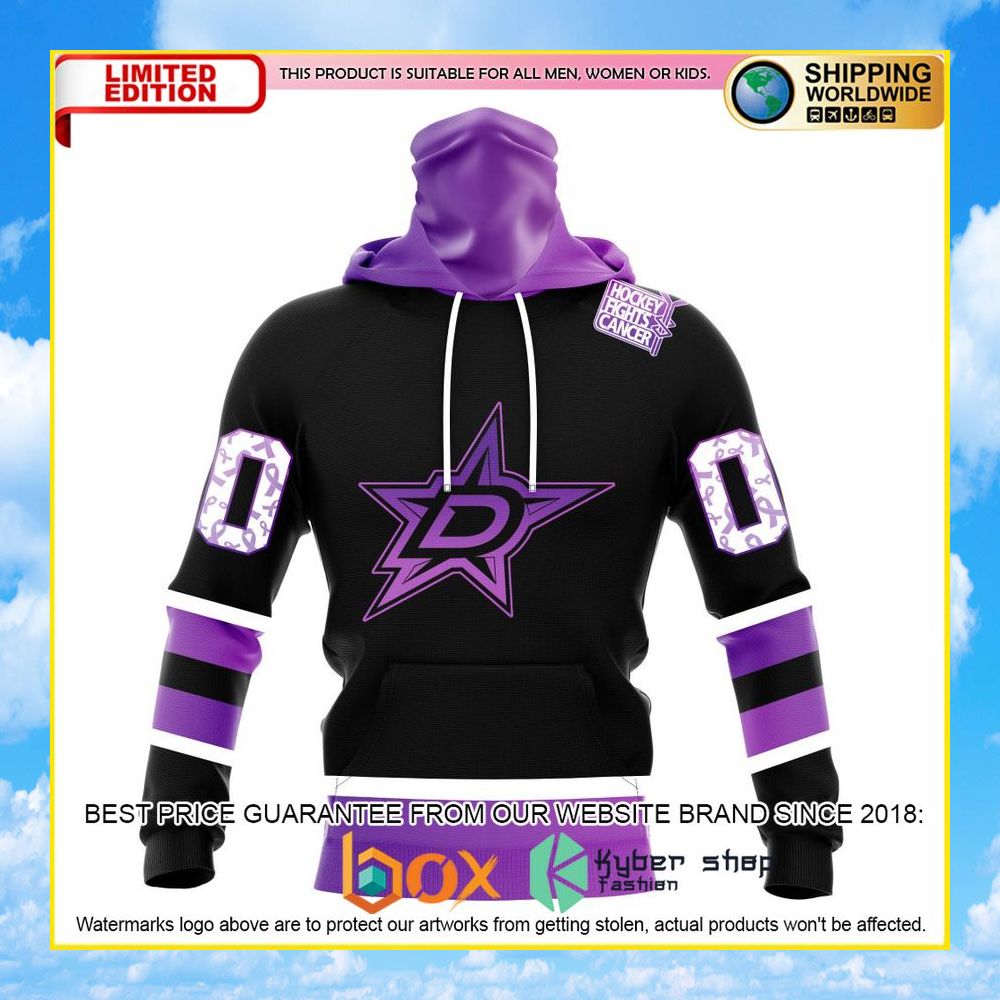 NEW NHL Dallas Stars Black Hockey Fights Cancer Personalized 3D Hoodie, Shirt 13
