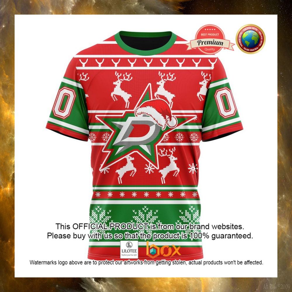 HOT NHL Dallas Stars Santa Hat Custom 3D Hoodie, T-Shirt 12