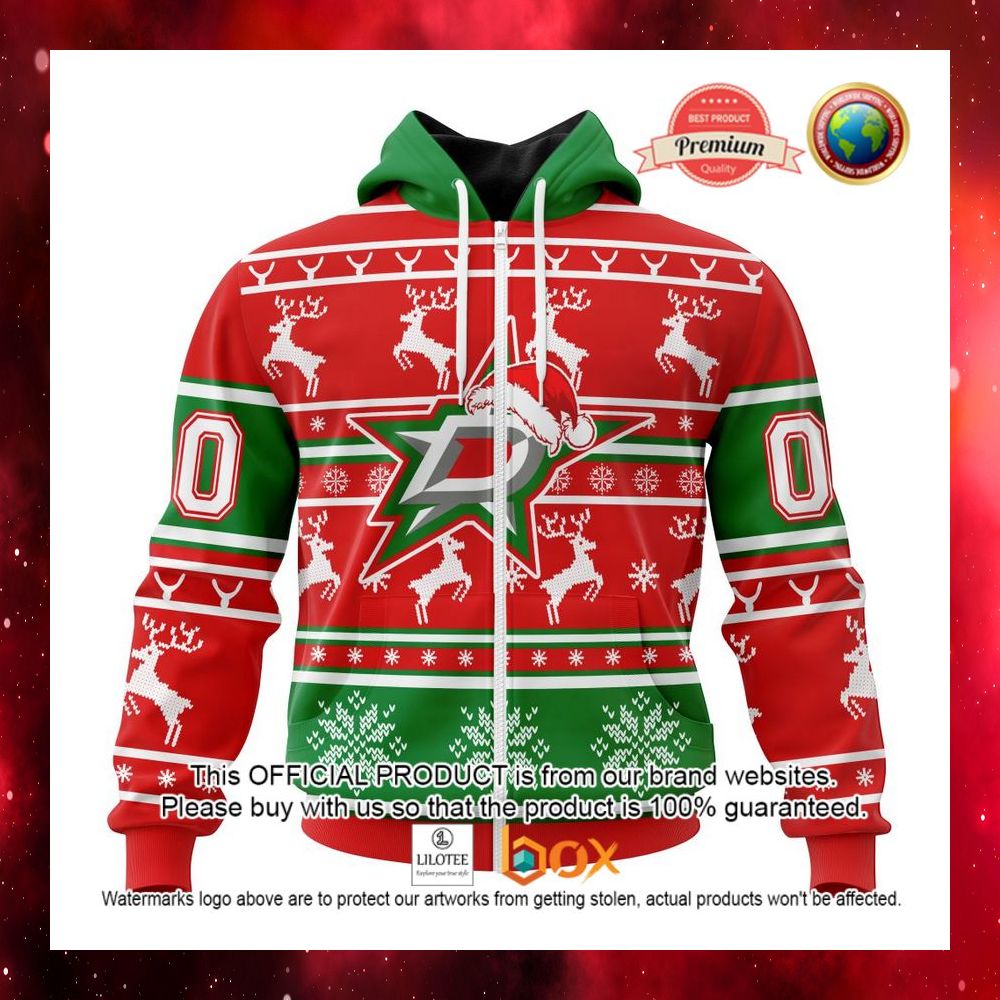 HOT NHL Dallas Stars Santa Hat Custom 3D Hoodie, T-Shirt 7