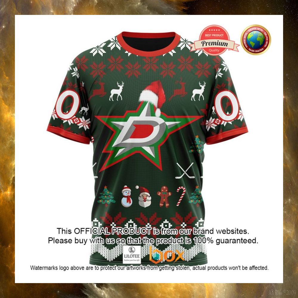 HOT NHL Dallas Stars Team Santa Hat Custom 3D Hoodie, T-Shirt 12
