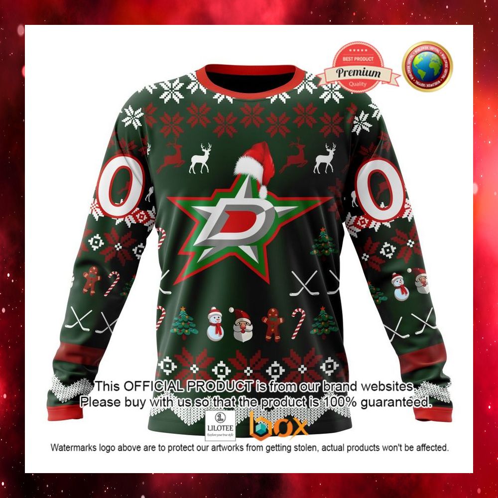 HOT NHL Dallas Stars Team Santa Hat Custom 3D Hoodie, T-Shirt 10