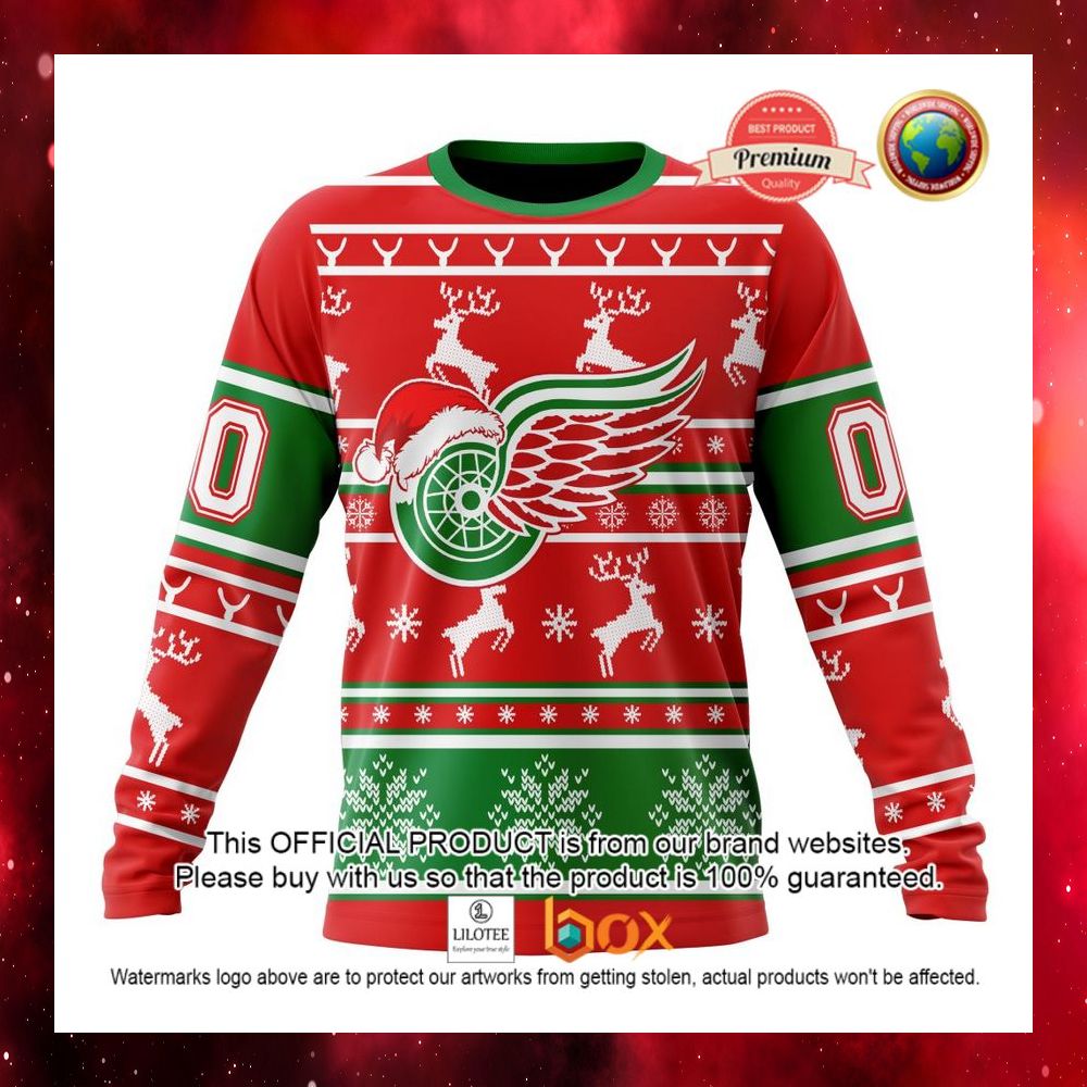 HOT NHL Detroit Red Wings Santa Hat Custom 3D Hoodie, T-Shirt 10
