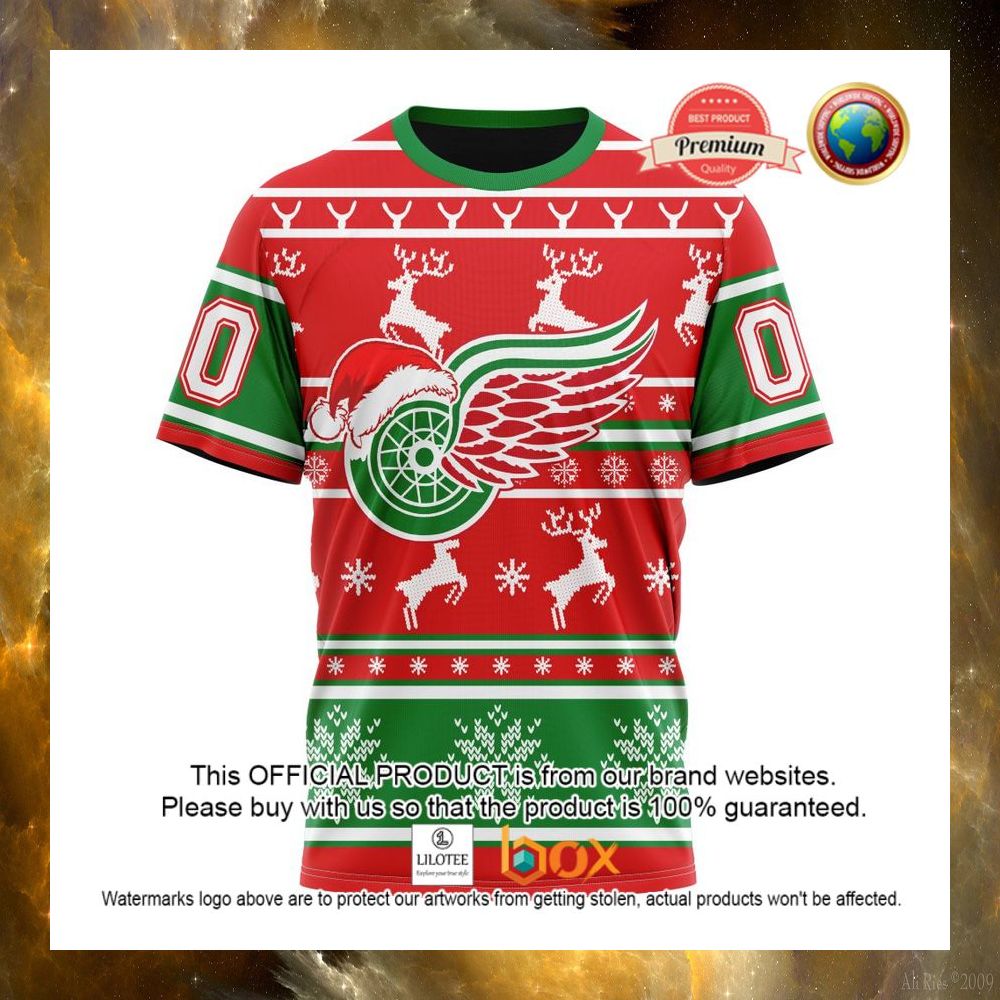 HOT NHL Detroit Red Wings Santa Hat Custom 3D Hoodie, T-Shirt 12