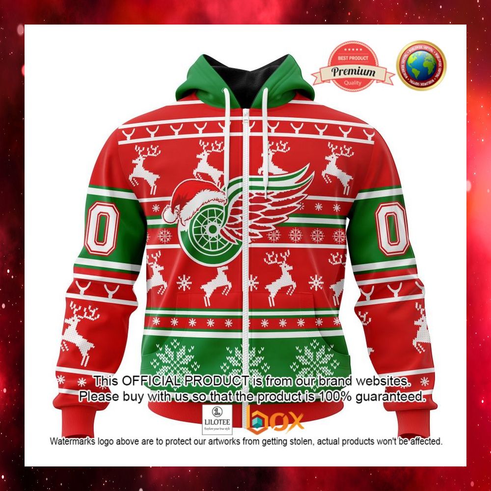HOT NHL Detroit Red Wings Santa Hat Custom 3D Hoodie, T-Shirt 7