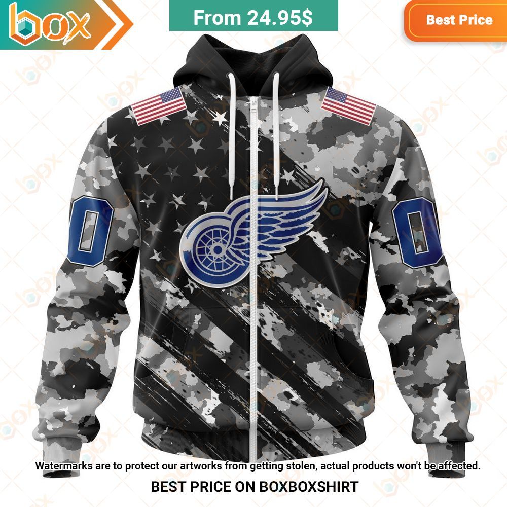 nhl detroit red wings special camo military custom hoodie 2 98