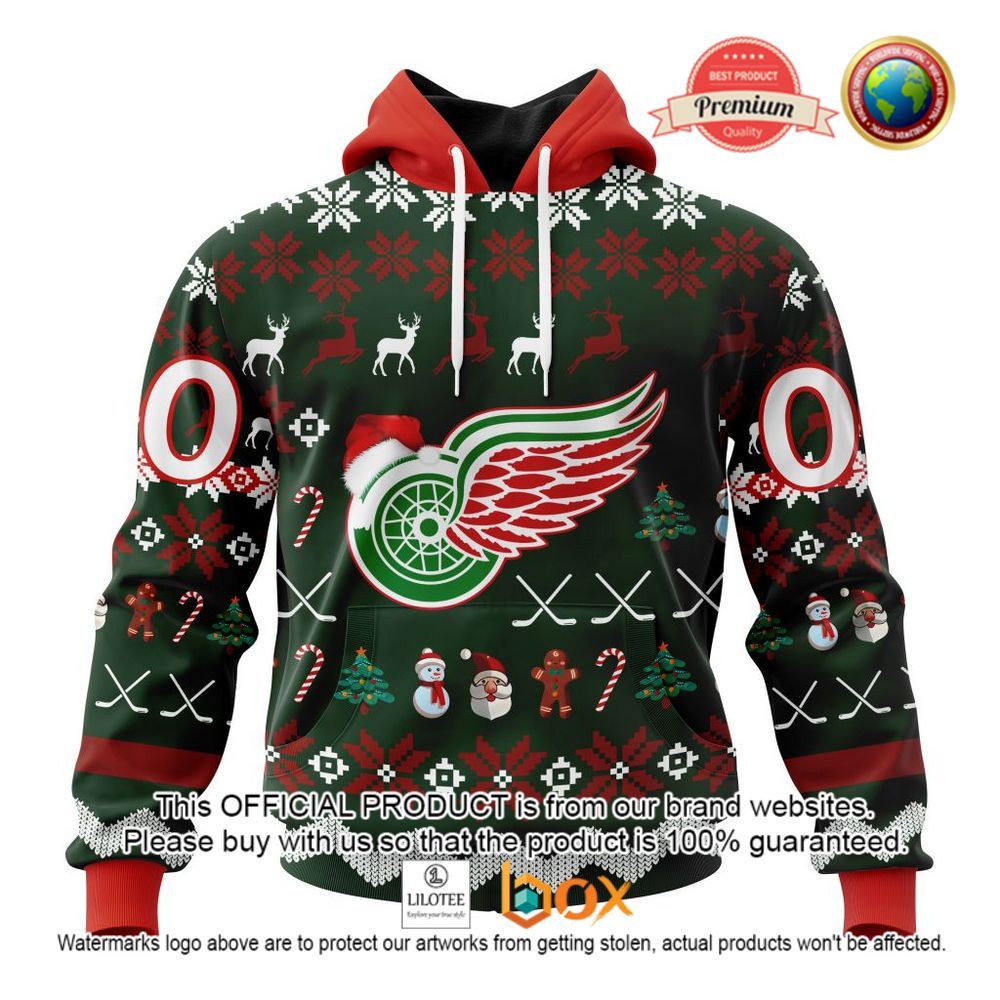 HOT NHL Detroit Red Wings Team Santa Hat Custom 3D Hoodie, T-Shirt 1
