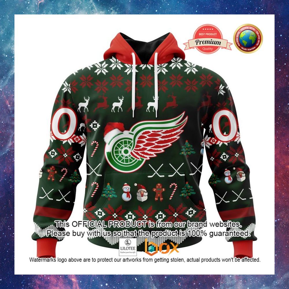 HOT NHL Detroit Red Wings Team Santa Hat Custom 3D Hoodie, T-Shirt 6