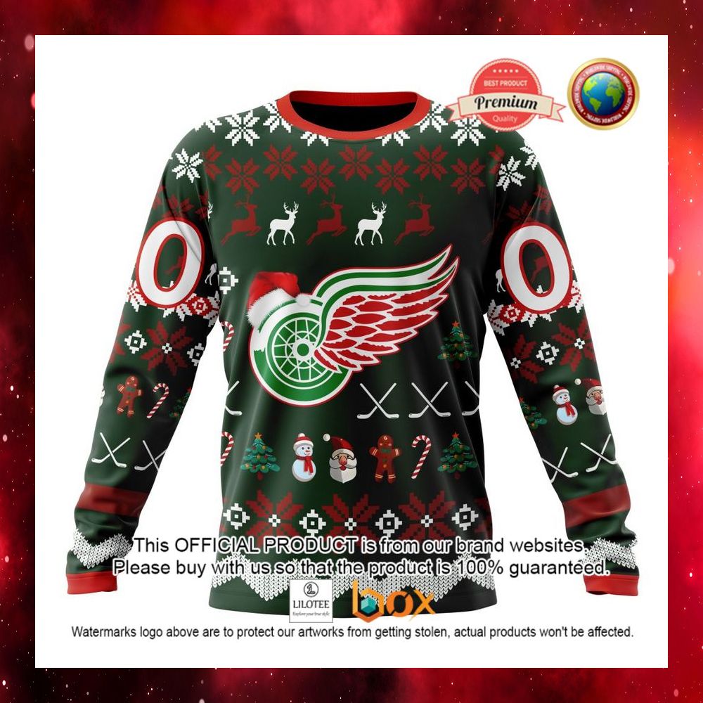 HOT NHL Detroit Red Wings Team Santa Hat Custom 3D Hoodie, T-Shirt 10