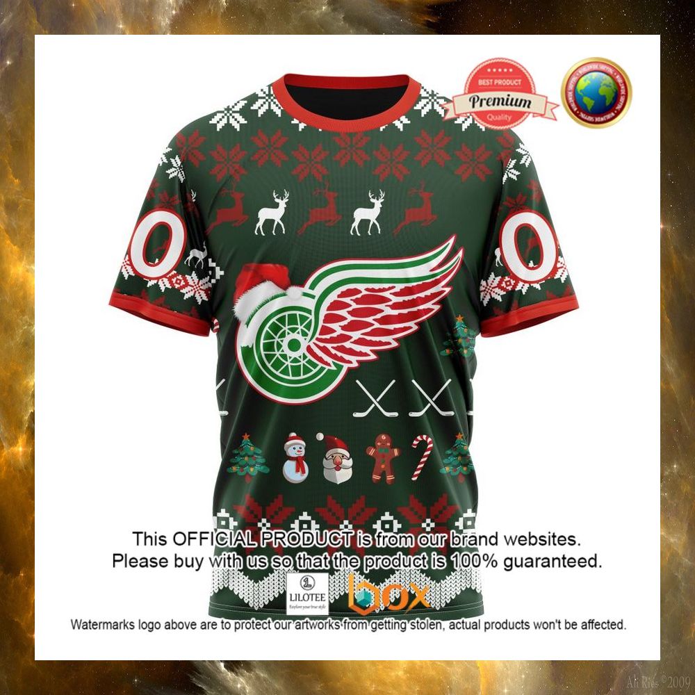 HOT NHL Detroit Red Wings Team Santa Hat Custom 3D Hoodie, T-Shirt 12