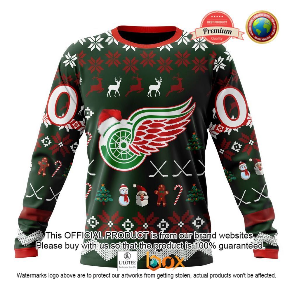 HOT NHL Detroit Red Wings Team Santa Hat Custom 3D Hoodie, T-Shirt 4