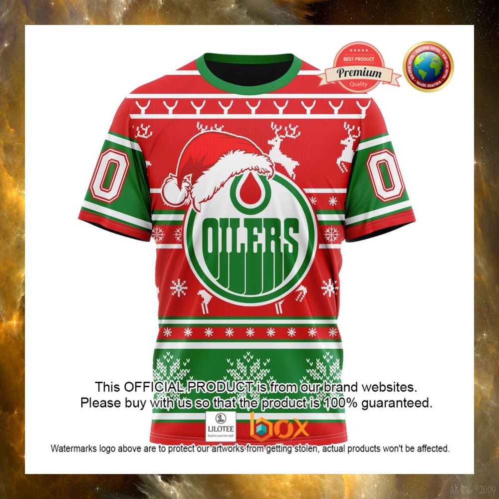 HOT NHL Edmonton Oilers Santa Hat Custom 3D Hoodie, T-Shirt 12
