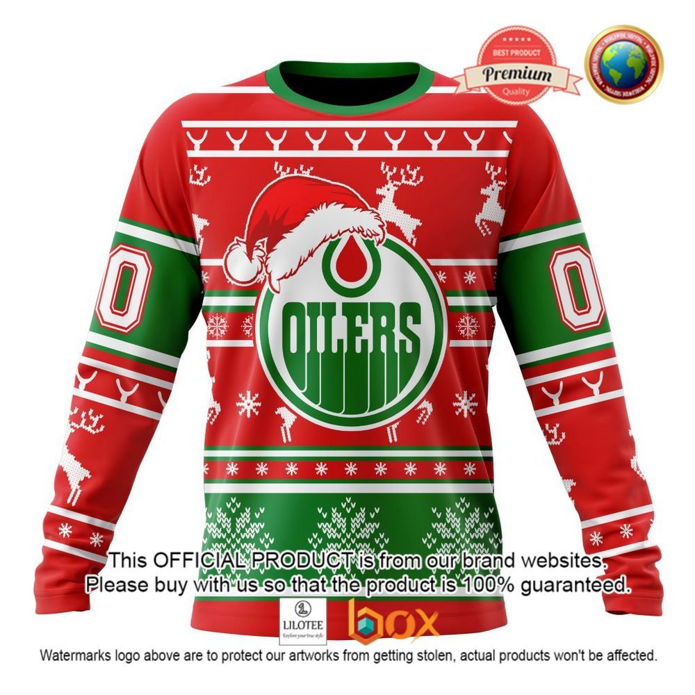 HOT NHL Edmonton Oilers Santa Hat Custom 3D Hoodie, T-Shirt 4