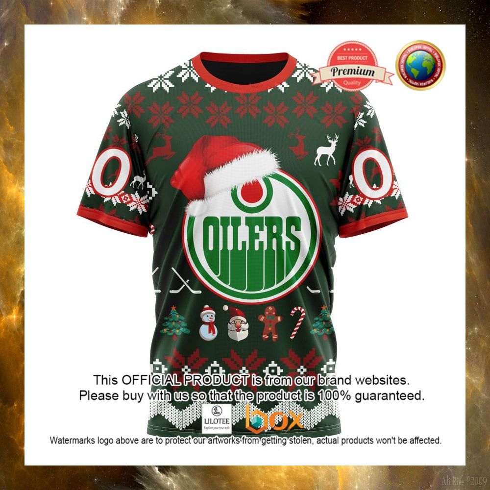 HOT NHL Edmonton Oilers Team Santa Hat Custom 3D Hoodie, T-Shirt 12