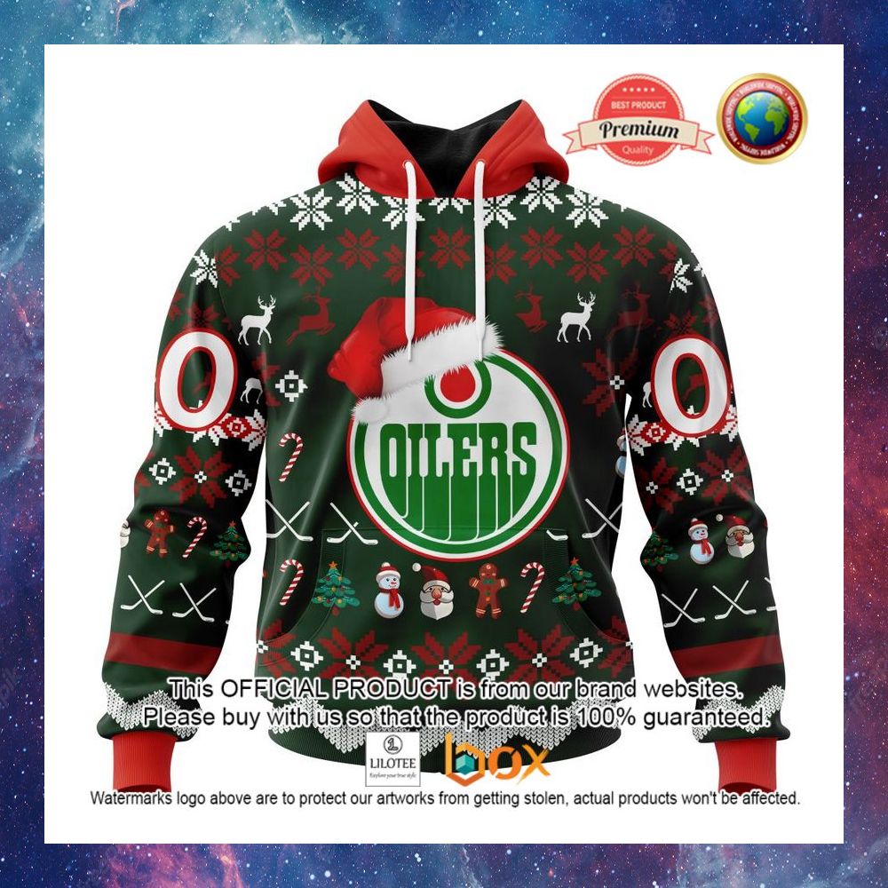 HOT NHL Edmonton Oilers Team Santa Hat Custom 3D Hoodie, T-Shirt 6