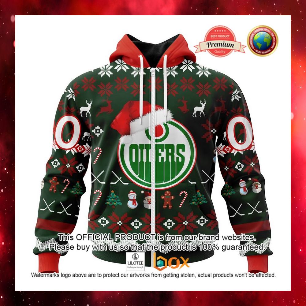 HOT NHL Edmonton Oilers Team Santa Hat Custom 3D Hoodie, T-Shirt 7