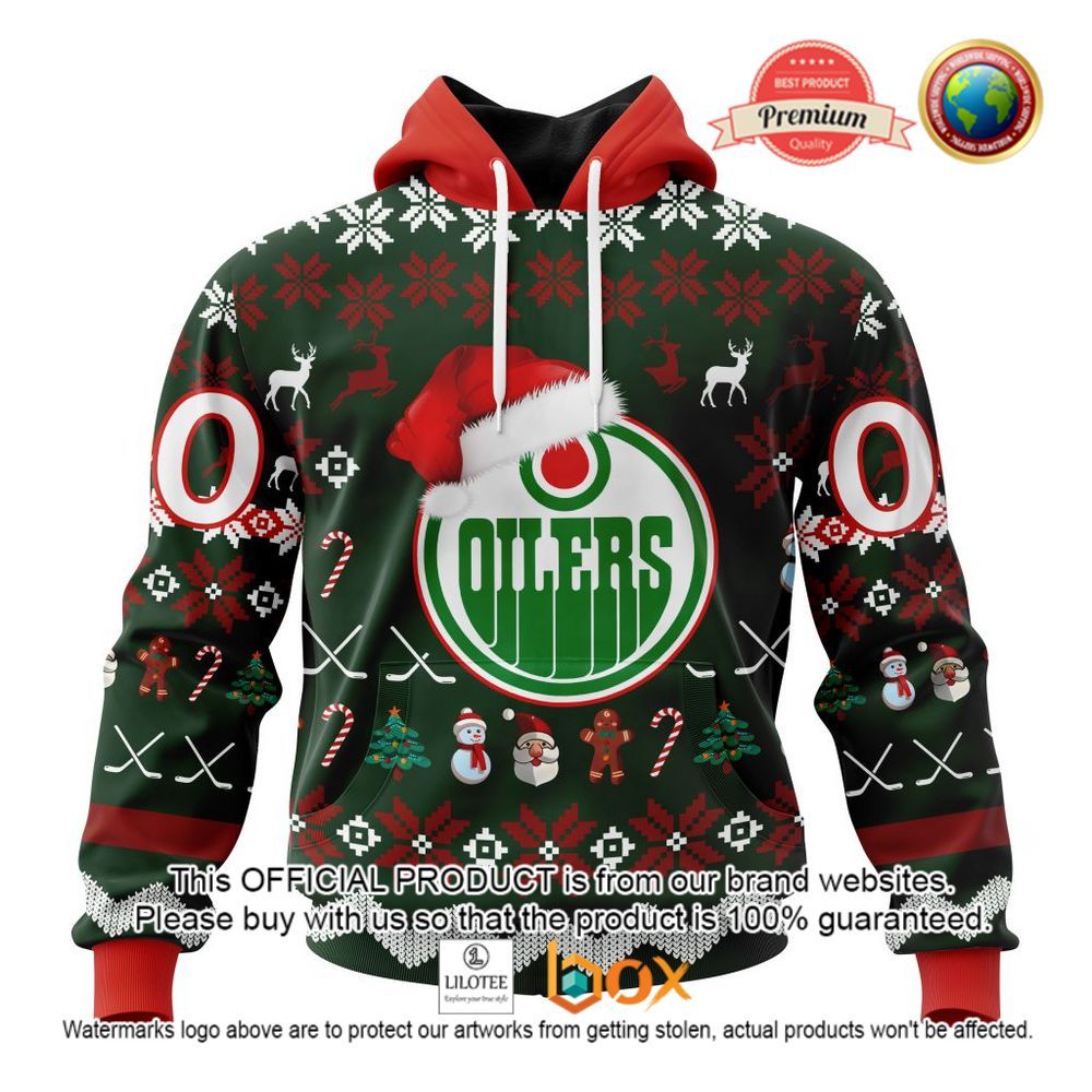 HOT NHL Edmonton Oilers Team Santa Hat Custom 3D Hoodie, T-Shirt 1