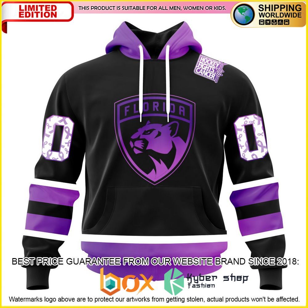 NEW NHL Florida Panthers Black Hockey Fights Cancer Personalized 3D Hoodie, Shirt 1