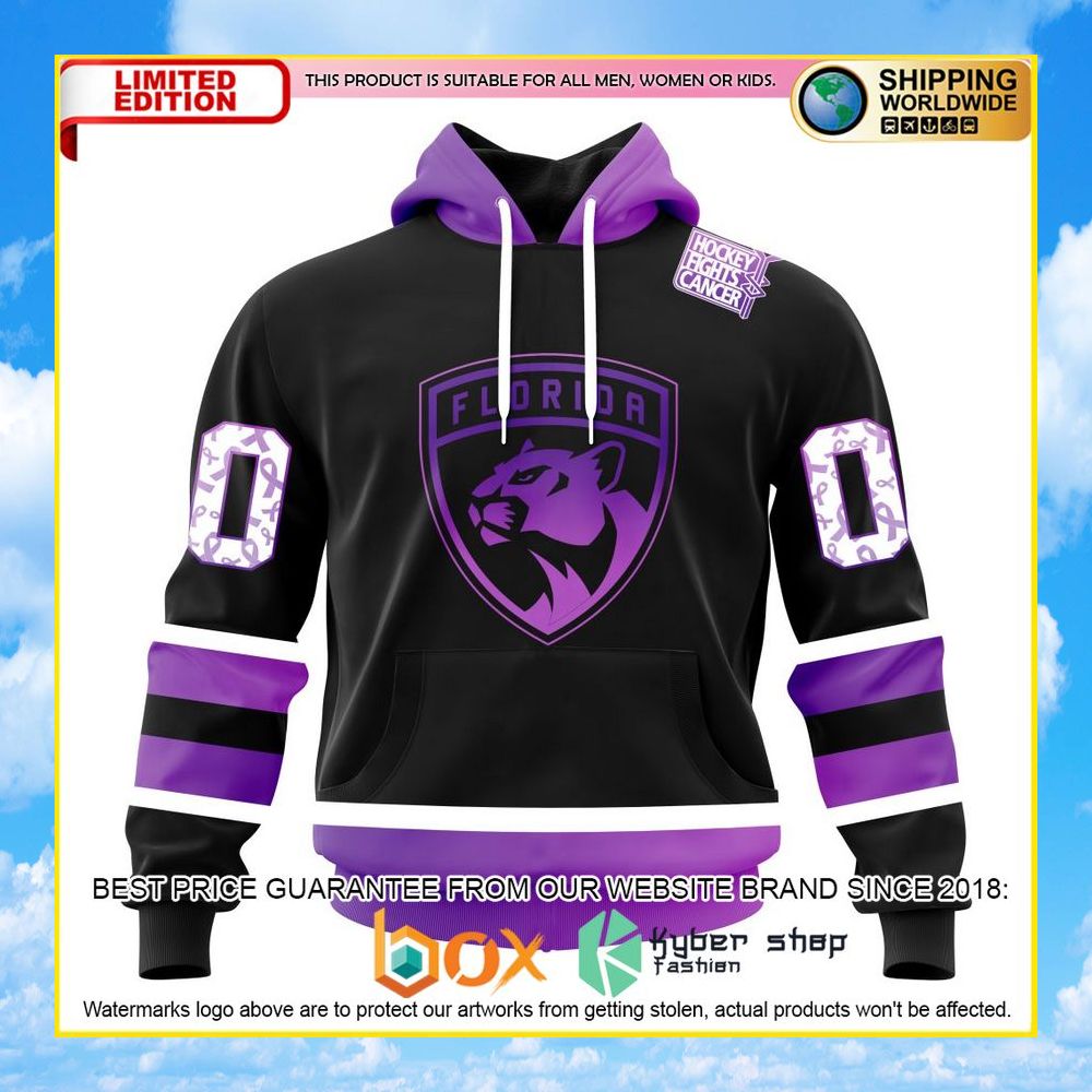 NEW NHL Florida Panthers Black Hockey Fights Cancer Personalized 3D Hoodie, Shirt 10