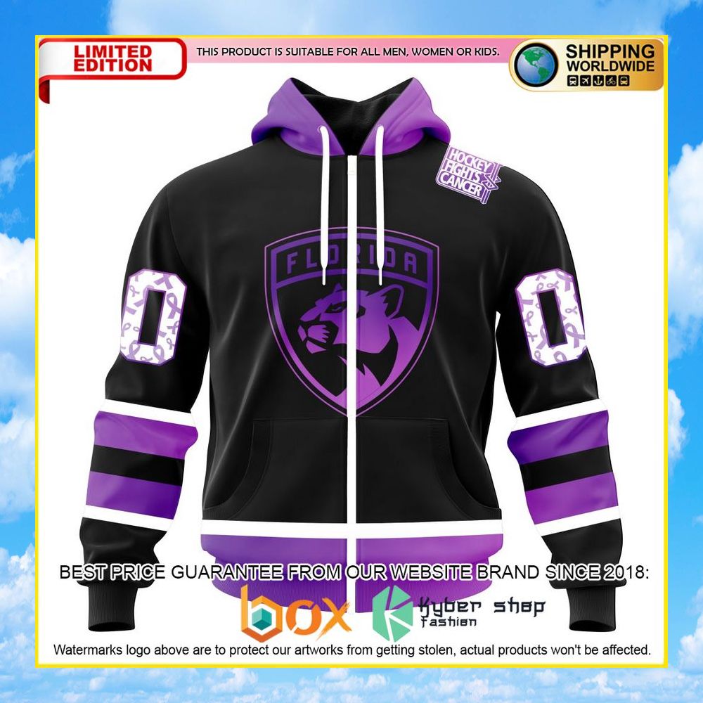 NEW NHL Florida Panthers Black Hockey Fights Cancer Personalized 3D Hoodie, Shirt 28