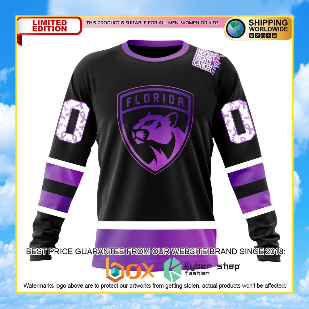NEW NHL Florida Panthers Black Hockey Fights Cancer Personalized 3D Hoodie, Shirt 32