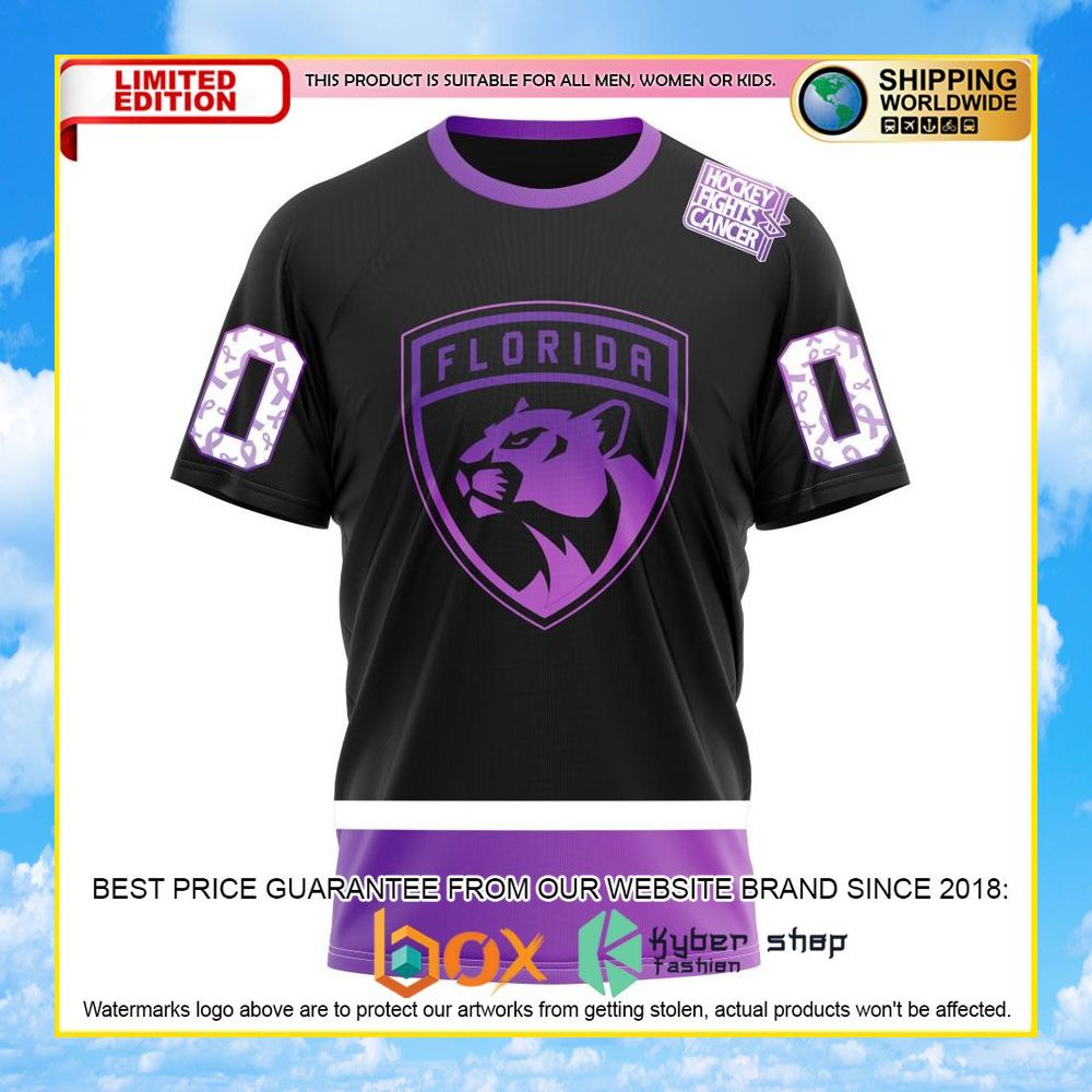 NEW NHL Florida Panthers Black Hockey Fights Cancer Personalized 3D Hoodie, Shirt 17