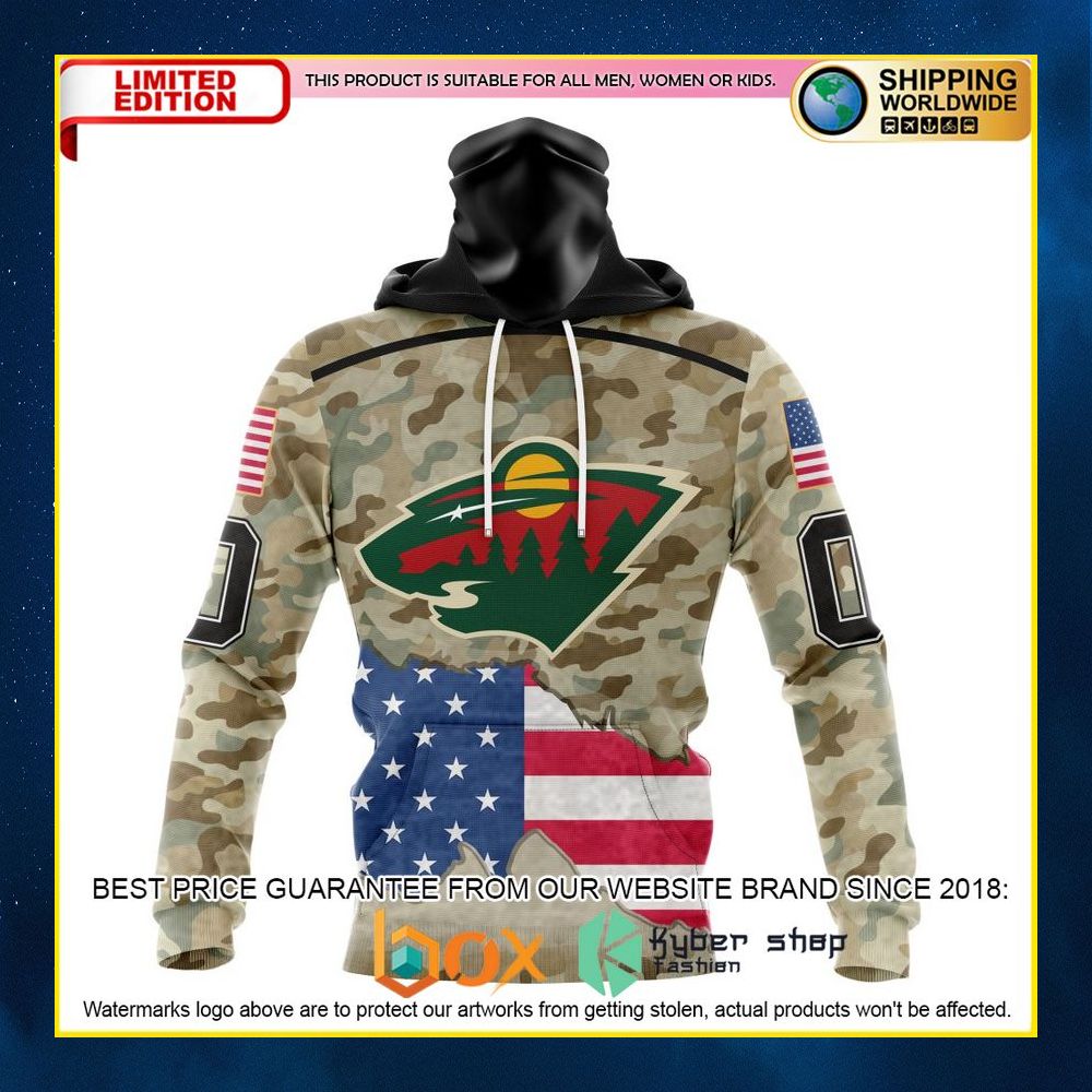 NEW NHL Minnesota Wild Kits For United State With Camo Custom 3D Hoodie, Shirt 13
