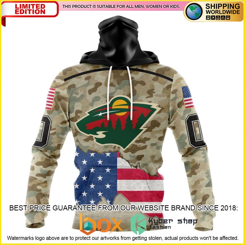 NEW NHL Minnesota Wild Kits For United State With Camo Custom 3D Hoodie, Shirt 4