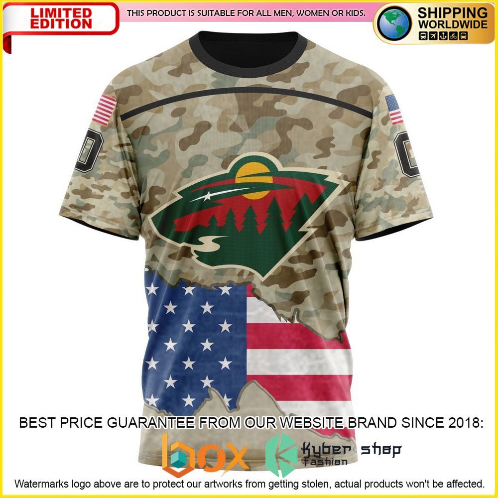 NEW NHL Minnesota Wild Kits For United State With Camo Custom 3D Hoodie, Shirt 8