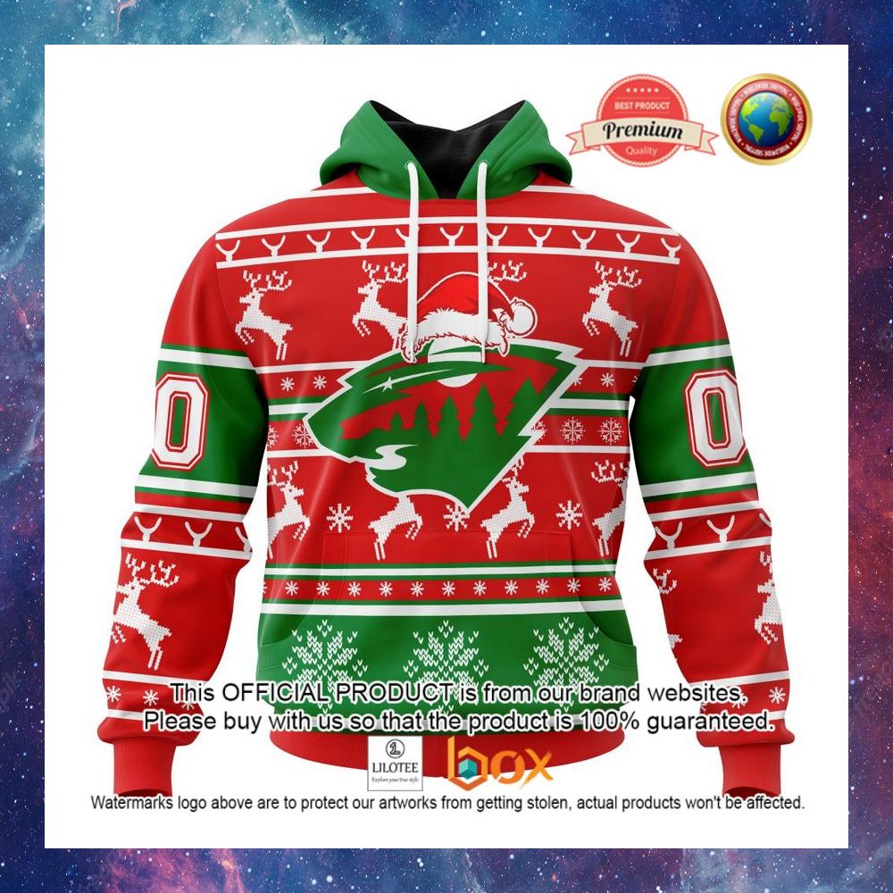 HOT NHL Minnesota Wild Santa Hat Custom 3D Hoodie, T-Shirt 6