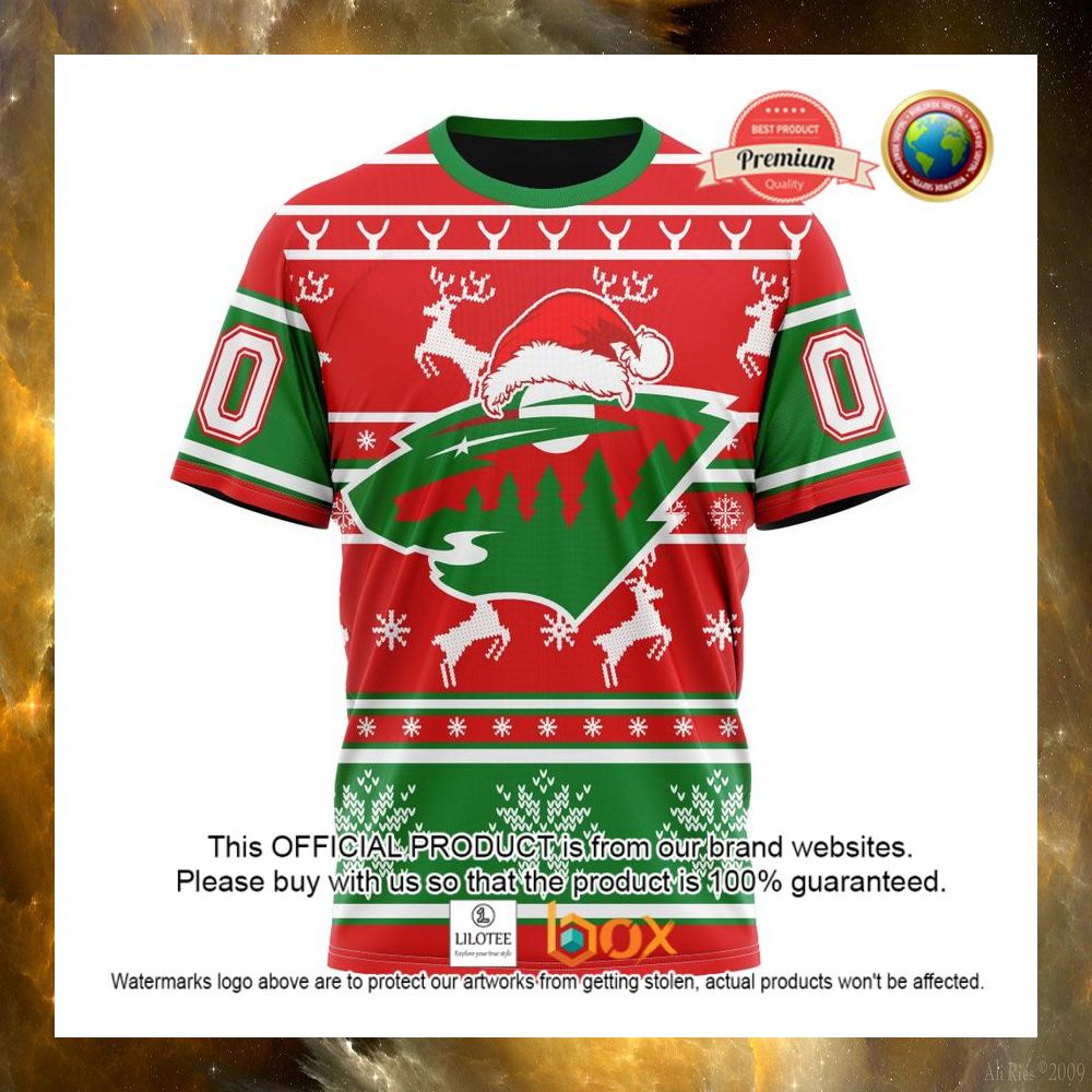 HOT NHL Minnesota Wild Santa Hat Custom 3D Hoodie, T-Shirt 12